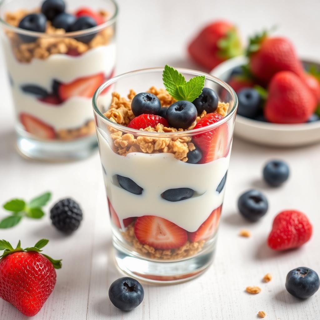 Healthy berry parfait dessert